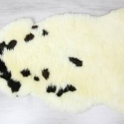 Sheepskin Rug - Real Shaggy Scandinavian Throw Beige Black Scandinavian Decor #3Her10 - thumbnail 4