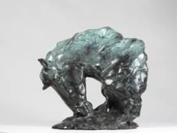 Arch, Green Cast Bronze Horse Head Sculpture Impressionist Art By Kindrie Grove - thumbnail 1