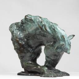 Arch, Green Cast Bronze Horse Head Sculpture Impressionist Art By Kindrie Grove - thumbnail 3