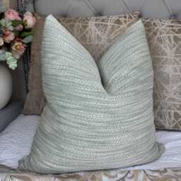 Green Cushion Cover, Throw Pillow Cotton Linen Slub Furnishing John Lewis & Partners Fabric, High Quality, Made in UK Farmhouse Decor - thumbnail 1