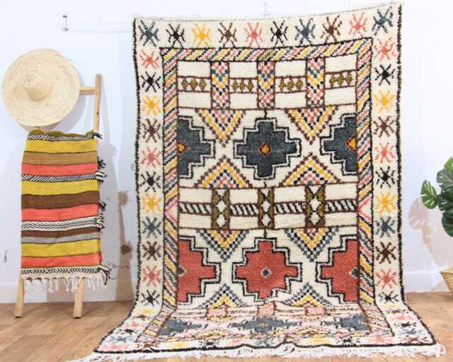 Handmade Berber Wool Rug - Colorful Geometric Moroccan Carpet - image 1