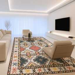 Handmade Berber Wool Rug - Colorful Geometric Moroccan Carpet - thumbnail 2
