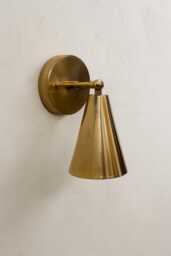 Minimalist Conical Brass Wall Sconce - Modern Adjustable Lighting Mid-Century Accent Lamp