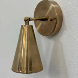 Minimalist Conical Brass Wall Sconce - Modern Adjustable Lighting Mid-Century Accent Lamp - thumbnail 3