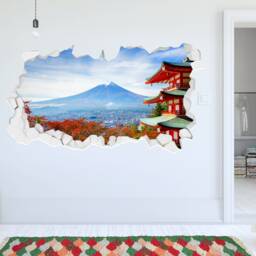 Japan Wall Sticker - Mount Fuji in Autumn Broken Decal Home Decor Art - thumbnail 1