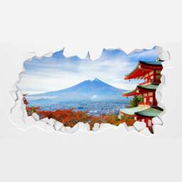 Japan Wall Sticker - Mount Fuji in Autumn Broken Decal Home Decor Art - thumbnail 3