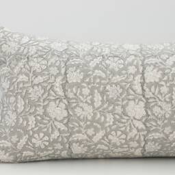 Anju -- Muted Gray Floral Long Lumbar Pillow Cover Oversized Bed Modern Farmhouse Block Print - thumbnail 2