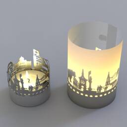 Bern Skyline Gift Tube Shadow Play - Exquisite Motif Candle Showcasing Iconic City Landmarks Perfect Souvenir For Fans - thumbnail 1
