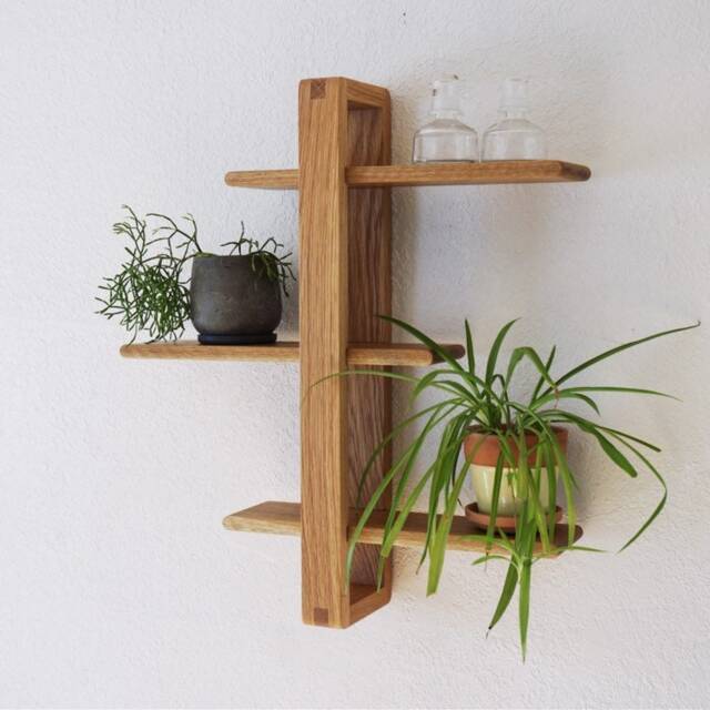 Oak Shift Shelf - The Original Modern Wall Shelf, Solid White For Plants, Books, Photos. Handmade, Wood, Adjustable, Mid Century - image 1