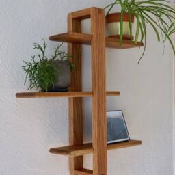 Oak Shift Shelf - The Original Modern Wall Shelf, Solid White For Plants, Books, Photos. Handmade, Wood, Adjustable, Mid Century - thumbnail 3