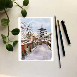 Kyoto Sunrise To-Ji Buddhist Temple Winter Wall Art Poster Print - thumbnail 1