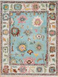 Hand-Knotted Wool Oushak Rug, Sky Blue, Modern Oriental 8x10 Ar_1205 - thumbnail 1