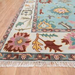 Hand-Knotted Wool Oushak Rug, Sky Blue, Modern Oriental 8x10 Ar_1205 - thumbnail 2