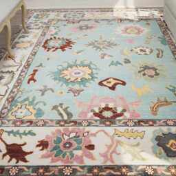 Hand-Knotted Wool Oushak Rug, Sky Blue, Modern Oriental 8x10 Ar_1205 - thumbnail 3