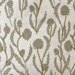 Floral Pillow Cover Olive Green Linen Blend Designer Fabric - thumbnail 3