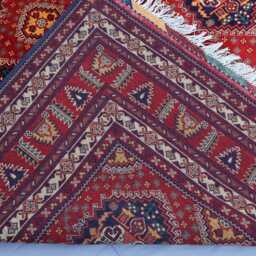 10x13 Large Afghan Geometric Design Samarqand Bukhara Rug, Hand Knotted Wool Area Oriental Orange Rug For Living Room, Bedroom - thumbnail 4