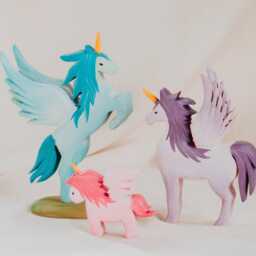 Wooden Pegasus Unicorn Toy, Hand-Painted Mythical Animal, Waldorf Fantasy Play Figurine, Magical Creature Gift For Kid, Pretend - thumbnail 3
