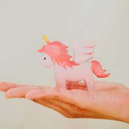 Wooden Pegasus Unicorn Toy, Hand-Painted Mythical Animal, Waldorf Fantasy Play Figurine, Magical Creature Gift For Kid, Pretend - thumbnail 4