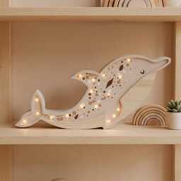 Wooden Dolphin Baby Night Light - Ocean Nursery Decor Kids Lamp Led Coastal Room Aquarium Animal Personalized Shower Gift - thumbnail 4
