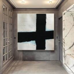 Large Abstract Wall Art, Black & White Painting, Canvas Oversized Art Canvas, Modern Painting Original H49 - thumbnail 2