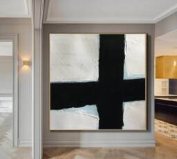 Large Abstract Wall Art, Black & White Painting, Canvas Oversized Art Canvas, Modern Painting Original H49 - thumbnail 1