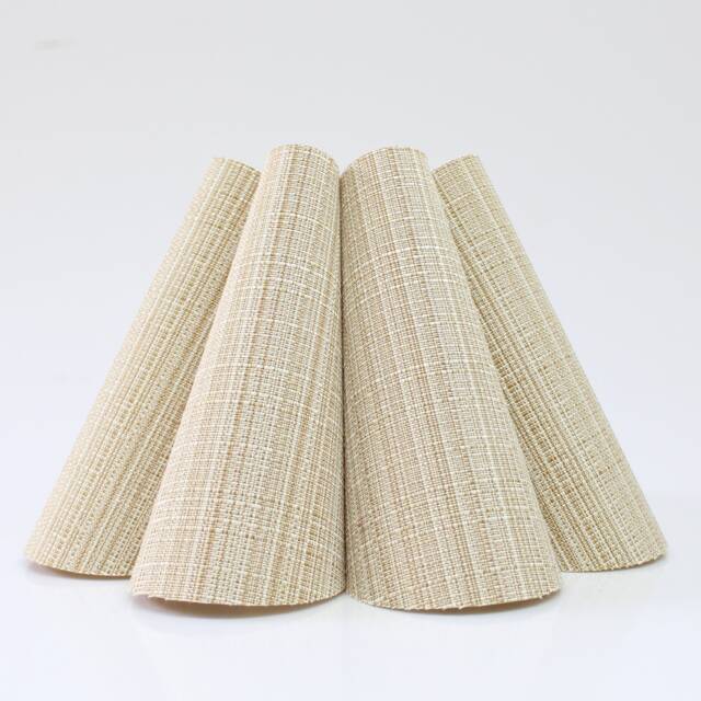 Handmade Khaki Striped Fabric Lampshade Pleated Acrylic Shade - image 1