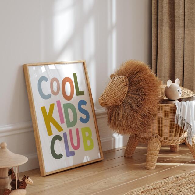 Cool Kids Club - Multi Colour Typography Quote Print For Children, Home Decor Fun & Trendy Wall Art Kids' Bedrooms & Playrooms - image 1