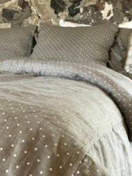 Linen Duvet Cover, Polka Dot Linen Bedding, Natural Cover Queen, King, Twin Custom 100% Pure By Linenbee