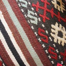 Handwoven Wool Kilim Pillow Cover - Turkish Boho Cushion - 16x24In - thumbnail 3