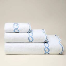 Scalloped&chain Embroidery Line Cotton Bath Towels Set 600 Gsm - thumbnail 2