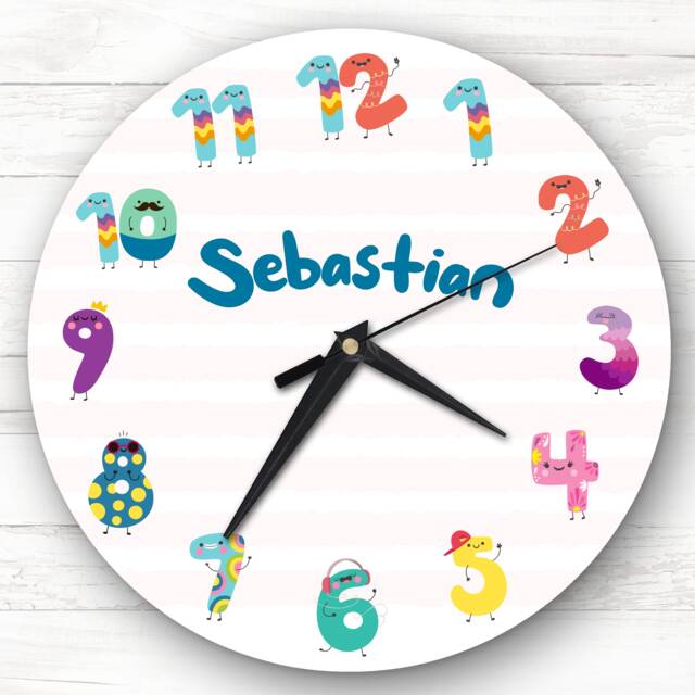 Funny Numbers Characters Toddler Custom Gift Personalised Clock - image 1
