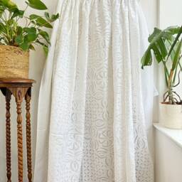 Appliqu?? Cotton Bedcover Sofa Room Throw King Size Dohar- Artisan Indian Handmade Exotic - Elegant White Geometric Country Living - thumbnail 4