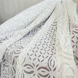 Appliqu?? Cotton Bedcover Sofa Room Throw King Size Dohar- Artisan Indian Handmade Exotic - Elegant White Geometric Country Living - thumbnail 2