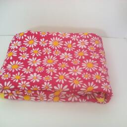 Daisy Baby Blanket - Pink Floral Cotton, White Minky Dot - thumbnail 3