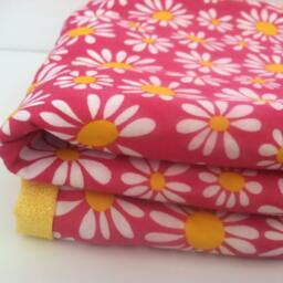 Daisy Baby Blanket - Pink Floral Cotton, White Minky Dot - thumbnail 2
