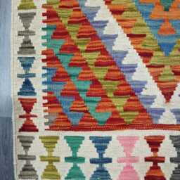 Heritage Aztec Rug, Handmade Artisan Afghan Turkish Scandinavian Navajo Bohemian Flatweave Wool Multicolour Kilim Rug 122x96 cm - thumbnail 4