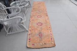 2.3x9.9 Ft Accent Rug, Vintage Rugs For Bedroom, Orange Cool Rugs, Ethnic Kitchen Turkish Oushak Outdoor Nursery - thumbnail 1