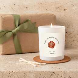 Personalised Leather Anniversary Candle, 3rd Wedding Gift, Rose Scented Soy Wax - thumbnail 3