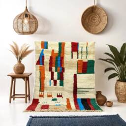 Colorful Beni Ourain Rug Custom Moroccan Berber Wool Rug - thumbnail 1