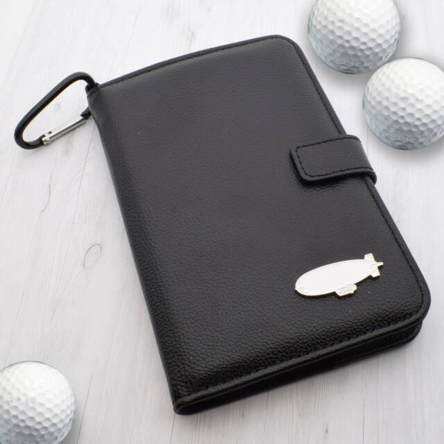 Airship Blimp Design - Personalised Leatherette Golf Organiser Complete With Divot Repairer, Marker, Tees, Scorecard & Pencils - image 1