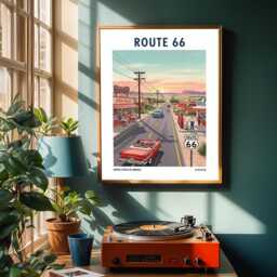 Route 66 Americana Art Print Vintage Road Trip Illustration - thumbnail 2