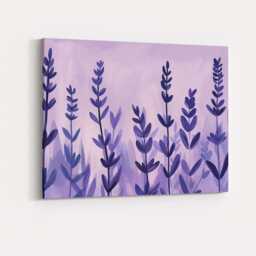 Soft Lilac Lavender Meadow Painterly Botanical Artwork Canvas Wall Art Print Decor Picture Ready To Hang - thumbnail 4