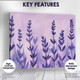 Soft Lilac Lavender Meadow Painterly Botanical Artwork Canvas Wall Art Print Decor Picture Ready To Hang