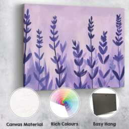 Soft Lilac Lavender Meadow Painterly Botanical Artwork Canvas Wall Art Print Decor Picture Ready To Hang - thumbnail 2