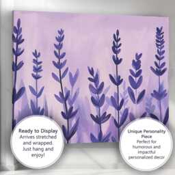 Soft Lilac Lavender Meadow Painterly Botanical Artwork Canvas Wall Art Print Decor Picture Ready To Hang - thumbnail 3