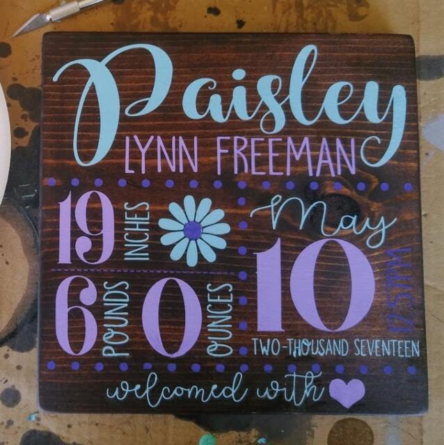 Custom Newborn Stats Wood Sign - Personalized Child/Birth Announcement Wall Hanging - image 1