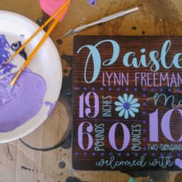Custom Newborn Stats Wood Sign - Personalized Child/Birth Announcement Wall Hanging - thumbnail 3