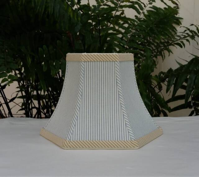 Cornflower Blue Ticking Swing Arm Lampshade, Hexagon Lamp Shade - image 1