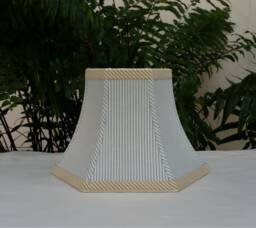 Cornflower Blue Ticking Swing Arm Lampshade, Hexagon Lamp Shade - thumbnail 1