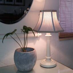 Cornflower Blue Ticking Swing Arm Lampshade, Hexagon Lamp Shade - thumbnail 2